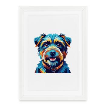 Norfolk Terrier Dog Breed Colorful Cartoon Kawaii - Framed poster (27 × 37 cm) - white - Front