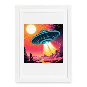 Contact OVNI - Affiche encadrée (27 × 37 cm) - blanc - Devant