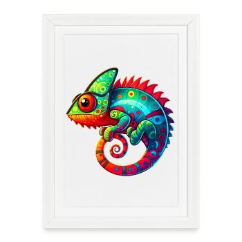 Caméléon - Affiche encadrée (27 × 37 cm) - blanc - Devant