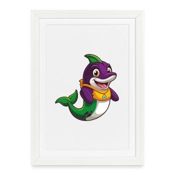 Orca Funny Kawaii Cartoon Character Clipart - Framed poster (27 × 37 cm) - white - Front
