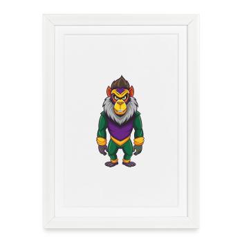 Mandrill Funny Kawaii Cartoon Character Clipart - Framed poster (27 × 37 cm) - white - Front