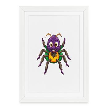 Spider Funny Kawaii Cartoon Character Clipart - Framed poster (27 × 37 cm) - white - Front