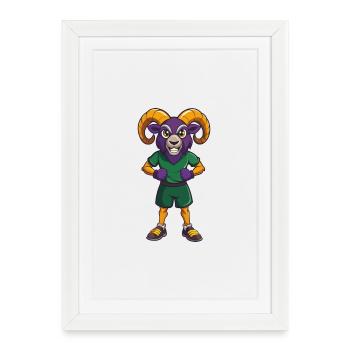 Ram drôle Kawaii dessin animé Personnage Clipart - Affiche encadrée (27 × 37 cm) - blanc - Devant