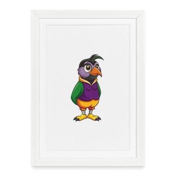 Quail Funny Kawaii Cartoon Character Clipart - Framed poster (27 × 37 cm) - white - Front