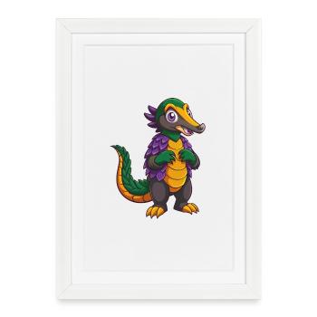 Pangolin Funny Kawaii Cartoon Character Clipart - Framed poster (27 × 37 cm) - white - Front