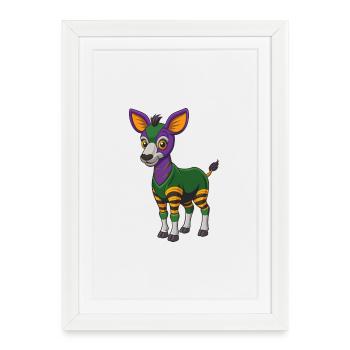 okapi drôle kawaii dessin animé personnage clipart - Affiche encadrée (27 × 37 cm) - blanc - Devant