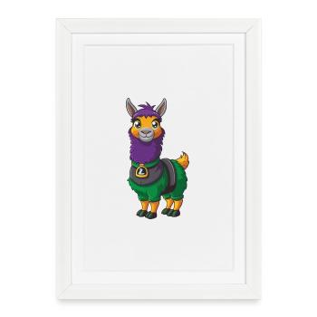 Llama Funny Kawaii Cartoon Character Clipart - Framed poster (27 × 37 cm) - white - Front