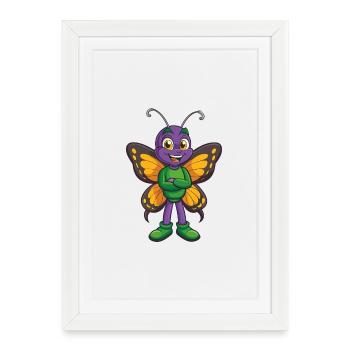 Butterfly Funny Kawaii Cartoon Character Clipart - Framed poster (27 × 37 cm) - white - Front
