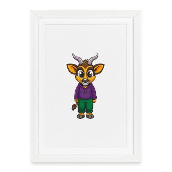 Bongo Funny Kawaii Cartoon Character Clipart - Framed poster (27 × 37 cm) - white - Front