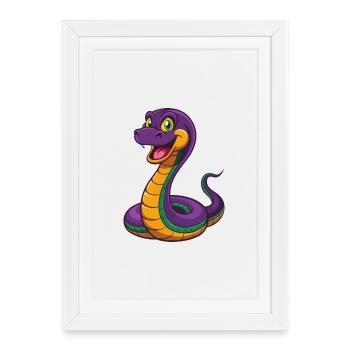 Anaconda Funny Kawaii Cartoon Character Clipart - Framed poster (27 × 37 cm) - white - Front
