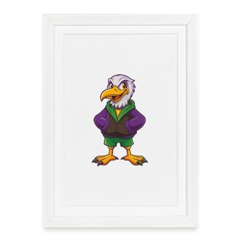Albatross drôle Kawaii dessin animé Personnage Clipart - Affiche encadrée (27 × 37 cm) - blanc - Devant