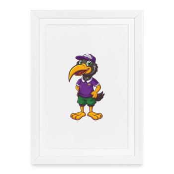ibis drôle kawaii dessin animé personnage clipart - Affiche encadrée (27 × 37 cm) - blanc - Devant