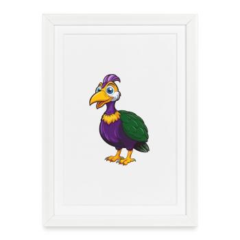Guinea Fowl Funny Kawaii Cartoon Character Clipart - Framed poster (27 × 37 cm) - white - Front