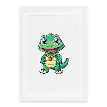 Monitor Lizard Cartoon Character Kawaii Clipart - Framed poster (27 × 37 cm) - white - Front