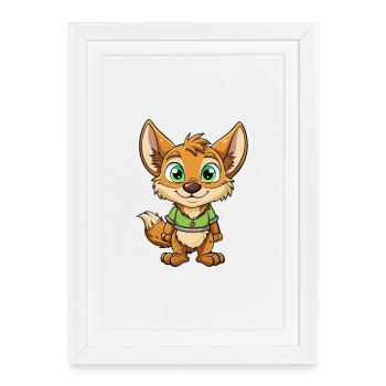 Jackal Cute Cartoon Character Kawaii Clipart - Framed poster (27 × 37 cm) - white - Front