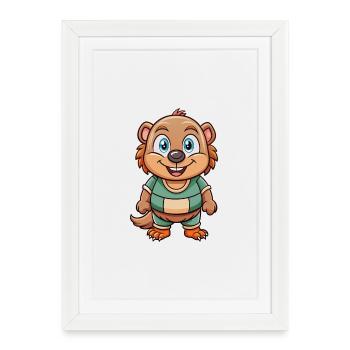 Mole Cute Cartoon Character Kawaii Clipart - Framed poster (27 × 37 cm) - white - Front