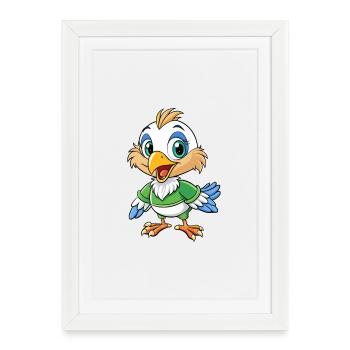 Vanneau mignon personnage de dessin animé Kawaii Clipart - Affiche encadrée (27 × 37 cm) - blanc - Devant
