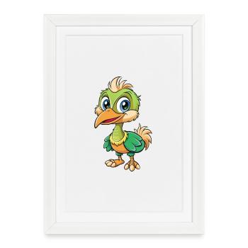 Emu Cute Cartoon Character Kawaii Clipart - Framed poster (27 × 37 cm) - white - Front