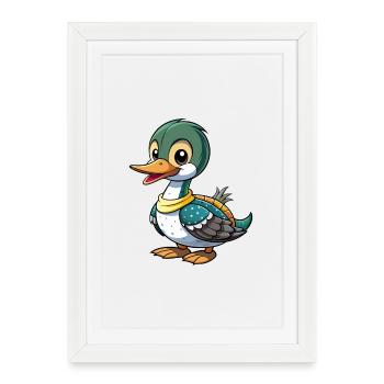 Common Loon Cute Cartoon Character Kawaii Clipart - Framed poster (27 × 37 cm) - white - Front