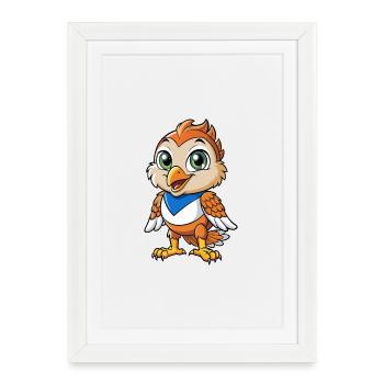 faucon mignon personnage de dessin animé Kawaii Clipart - Affiche encadrée (27 × 37 cm) - blanc - Devant