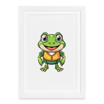 Frog Cute Cartoon Character Kawaii Clipart - Framed poster (27 × 37 cm) - white - Front