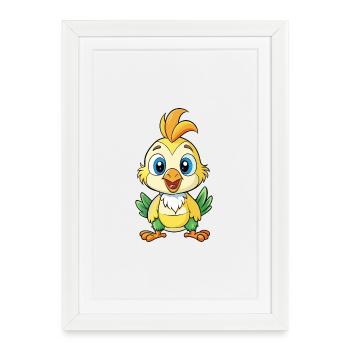 calopsitte mignon personnage de dessin animé Kawaii Clipart - Affiche encadrée (27 × 37 cm) - blanc - Devant