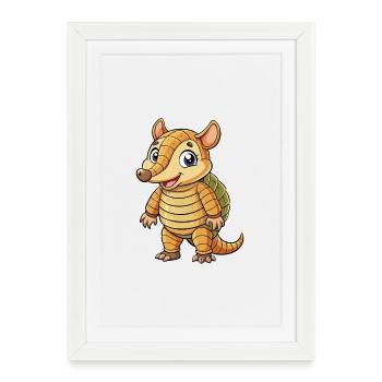 Armadillo Cute Cartoon Character Kawaii Clipart - Framed poster (27 × 37 cm) - white - Front