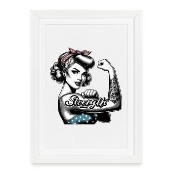 Strength Strong Woman Rockabilly Gift - Framed poster (27 × 37 cm) - white - Front