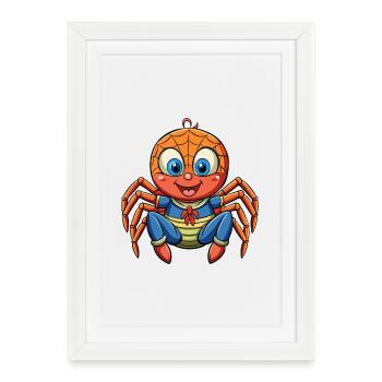 Spider Cute Cartoon Character Kawaii Clipart - Framed poster (27 × 37 cm) - white - Front