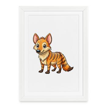 Aardwolf Mignon Personnage De Dessin Animé Kawaii Clipart - Affiche encadrée (27 × 37 cm) - blanc - Devant