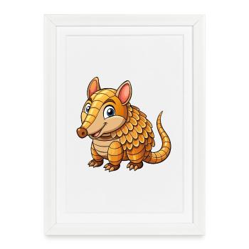 Armadillo Cute Cartoon Character Kawaii Clipart - Framed poster (27 × 37 cm) - white - Front