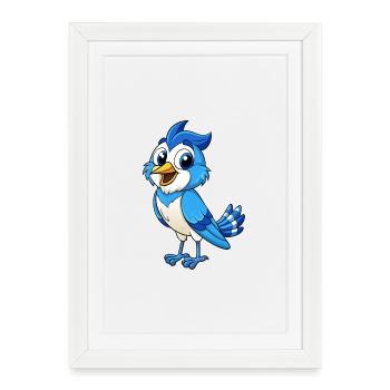 Blue Jay Cute Cartoon Character Kawaii Clipart - Framed poster (27 × 37 cm) - white - Front