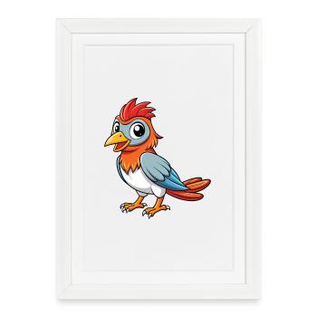 Coucou Mignon Personnage De Dessin Animé Kawaii Clipart - Affiche encadrée (27 × 37 cm) - blanc - Devant