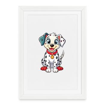Chien Dalmatien Dessin Animé Personnage Kawaii Clipart - Affiche encadrée (27 × 37 cm) - blanc - Devant