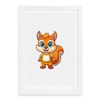Squirrel Cute Cartoon Character Kawaii Clipart - Framed poster (27 × 37 cm) - white - Front