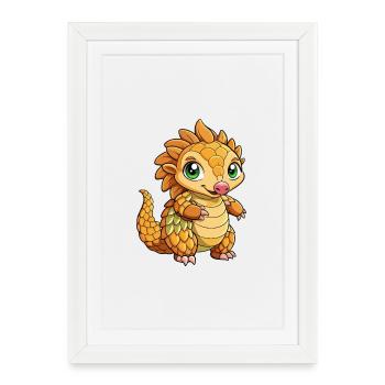 Pangolin Cute Cartoon Character Kawaii Clipart - Framed poster (27 × 37 cm) - white - Front