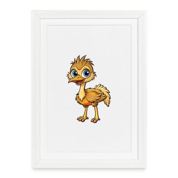Emu Cute Cartoon Character Kawaii Clipart - Framed poster (27 × 37 cm) - white - Front