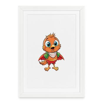 Robin Cute Cartoon Character Kawaii Clipart - Framed poster (27 × 37 cm) - white - Front
