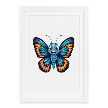 Butterfly Colorful Kawaii Cartoon Character Pet - Framed poster (27 × 37 cm) - white - Front