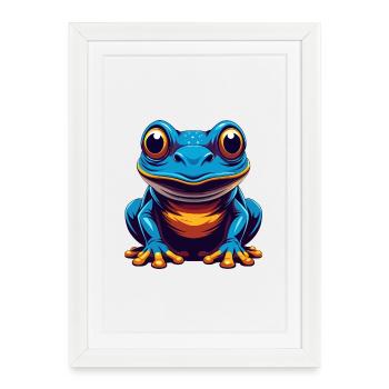 grenouille coloré kawaii personnage de dessin animé clipart - Affiche encadrée (27 × 37 cm) - blanc - Devant
