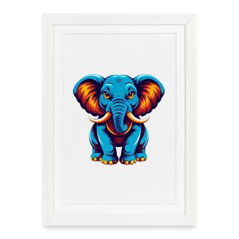 Elephant Colorful Kawaii Cartoon Character Clipart - Framed poster (27 × 37 cm) - white - Front