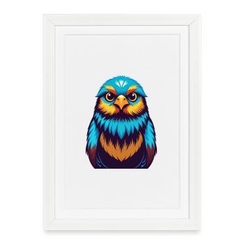 Canari coloré Kawaii dessin animé Personnage Clipart - Affiche encadrée (27 × 37 cm) - blanc - Devant