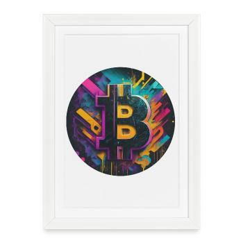 Bitcoin explosion of colors - Framed poster (27 × 37 cm) - white - Front