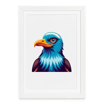 Seagull Colorful Kawaii Cartoon Character Clipart - Framed poster (27 × 37 cm) - white - Front