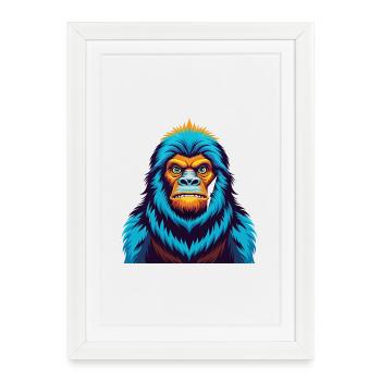 Yeti coloré Kawaii Dessin animé Personnage Clipart - Affiche encadrée (27 × 37 cm) - blanc - Devant
