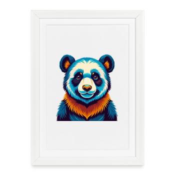 Panda coloré Kawaii dessin animé Personnage Clipart - Affiche encadrée (27 × 37 cm) - blanc - Devant