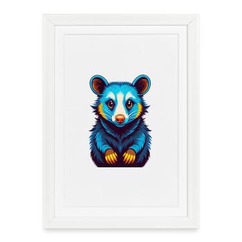 Possum Colorful Kawaii Cartoon Character Clipart - Framed poster (27 × 37 cm) - white - Front