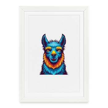 Llama Colorful Kawaii Cartoon Character Clipart - Framed poster (27 × 37 cm) - white - Front
