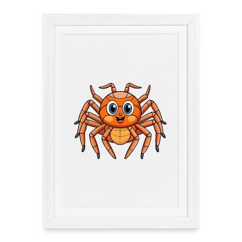 Spider Cute Cartoon Character Kawaii Clipart - Framed poster (27 × 37 cm) - white - Front