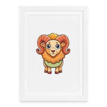 Ram Cute Cartoon Character Kawaii Clipart - Framed poster (27 × 37 cm) - white - Front
